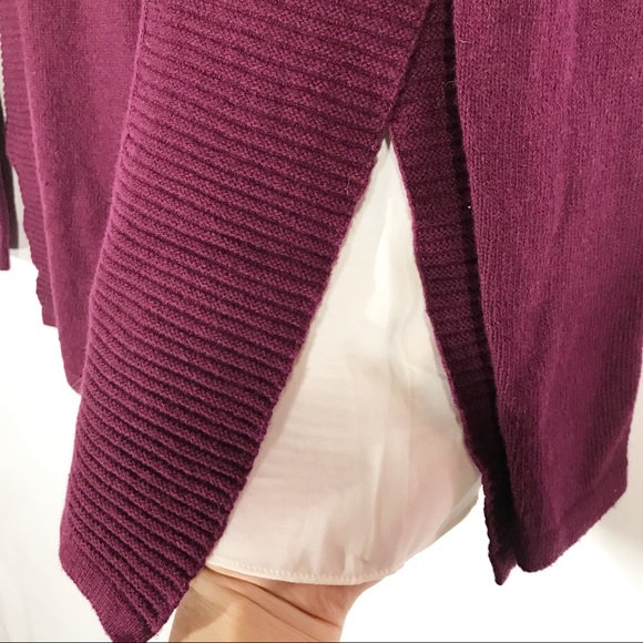 -AnnTayor LOFT RIbbed Red Mixed Media Knit Sweater - Picture 3 of 6